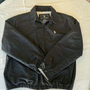 US Polo Assn Jacket Mens L Large Black Bomber Full Zip Insulated Outdoor
